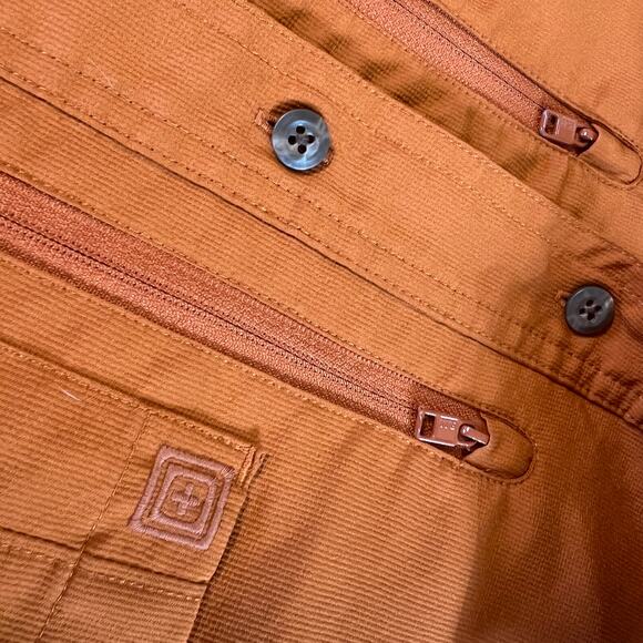 5.11 Large Tactical Series Mens Orange Conceal Shirt Vented Button Up - Picture 4 of 10